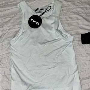 White ribbed fitted tank top